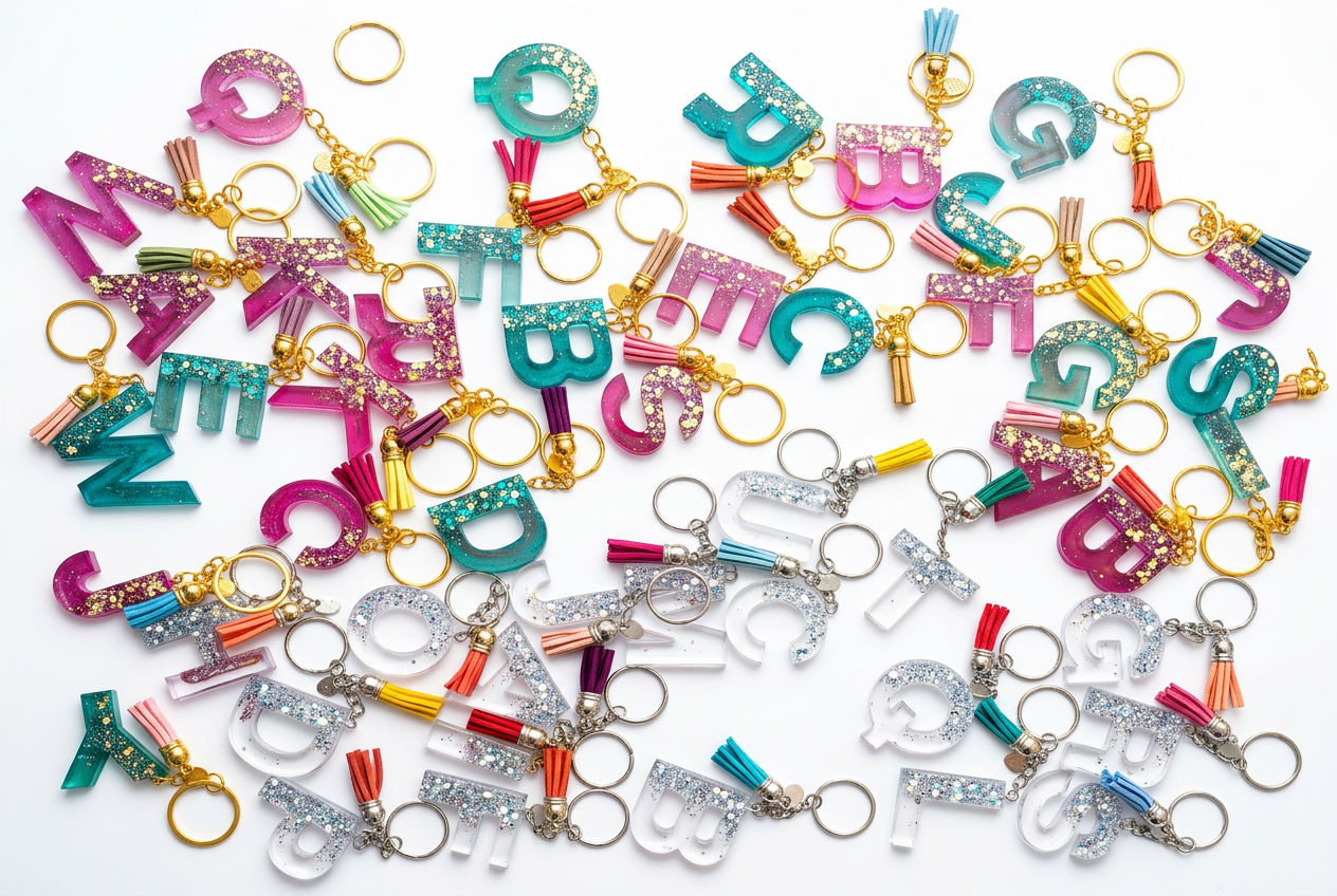 The Sparkle Collection — handmade resin alphabet keychains