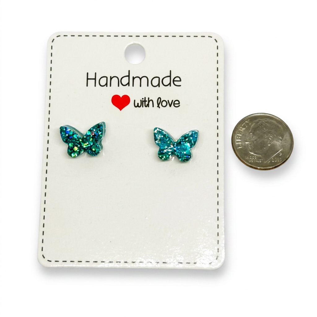 Aquamarine Butterfly Studs