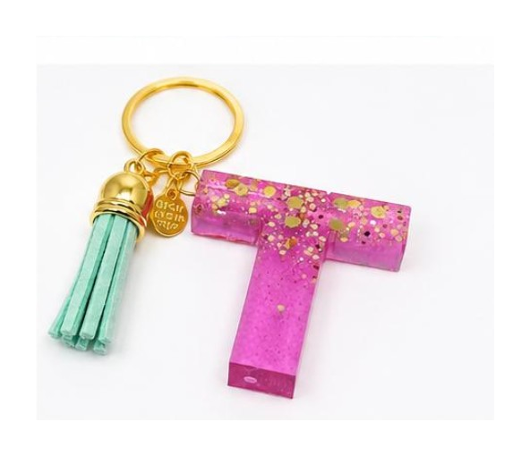 Rose & Gold Letter Keychain